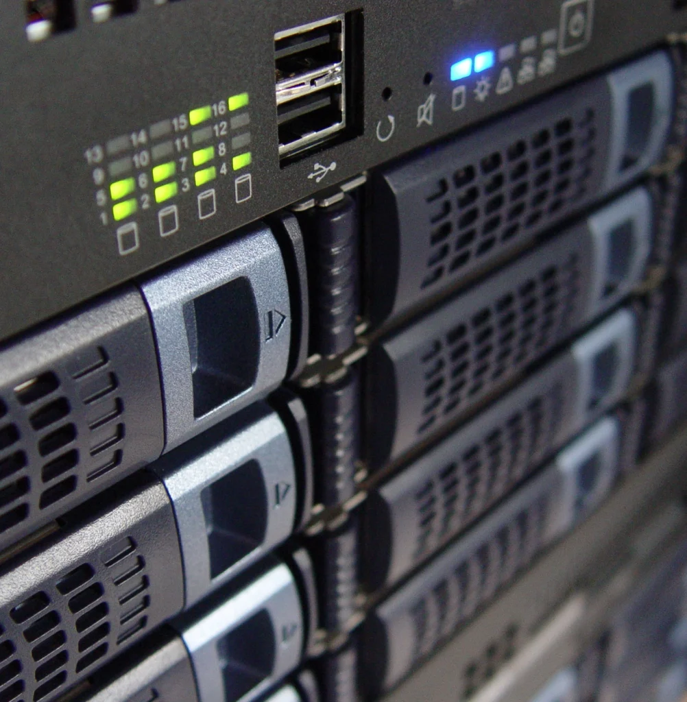 Server rack with lots of storage cards